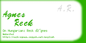 agnes reck business card